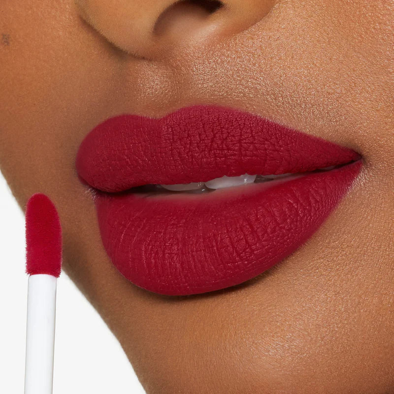 Wine Down red liquid lipstick by Monae Beauty Co, bold long-lasting matte lipstick for confident women