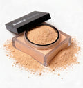 Monae Beauty Blur & Bake Loose Setting Powder in Rich Truffle, a rich caramel-brown loose setting powder for deeper skin tones that creates a smooth, airbrushed finish.
